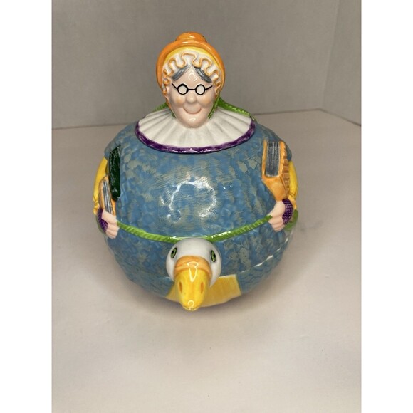 Retired Dept 56 Mother Goose Story Book Ceramic Tea Pot & Cup In One Vintage - Picture 5 of 9